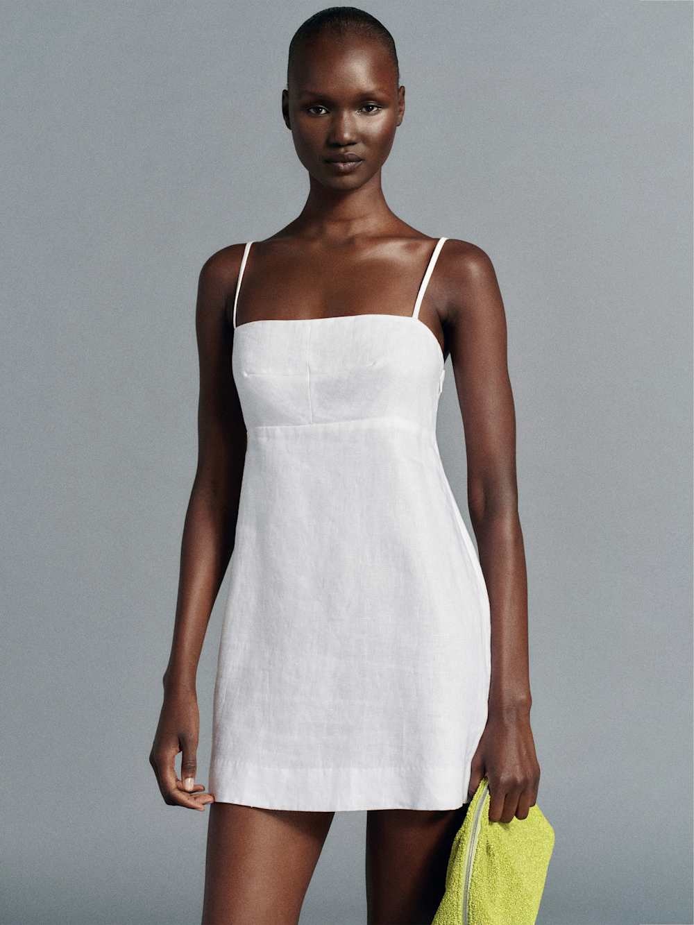 Reformation White Spaghetti-Strap Linen Dress